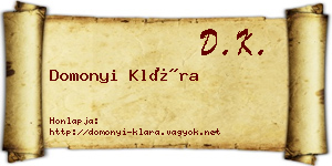Domonyi Klára névjegykártya